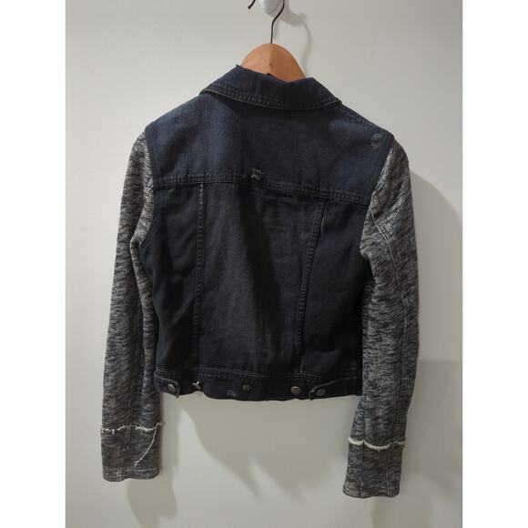 Free People Distressed Mixed Media Denim Jacket - Picture 5 of 5